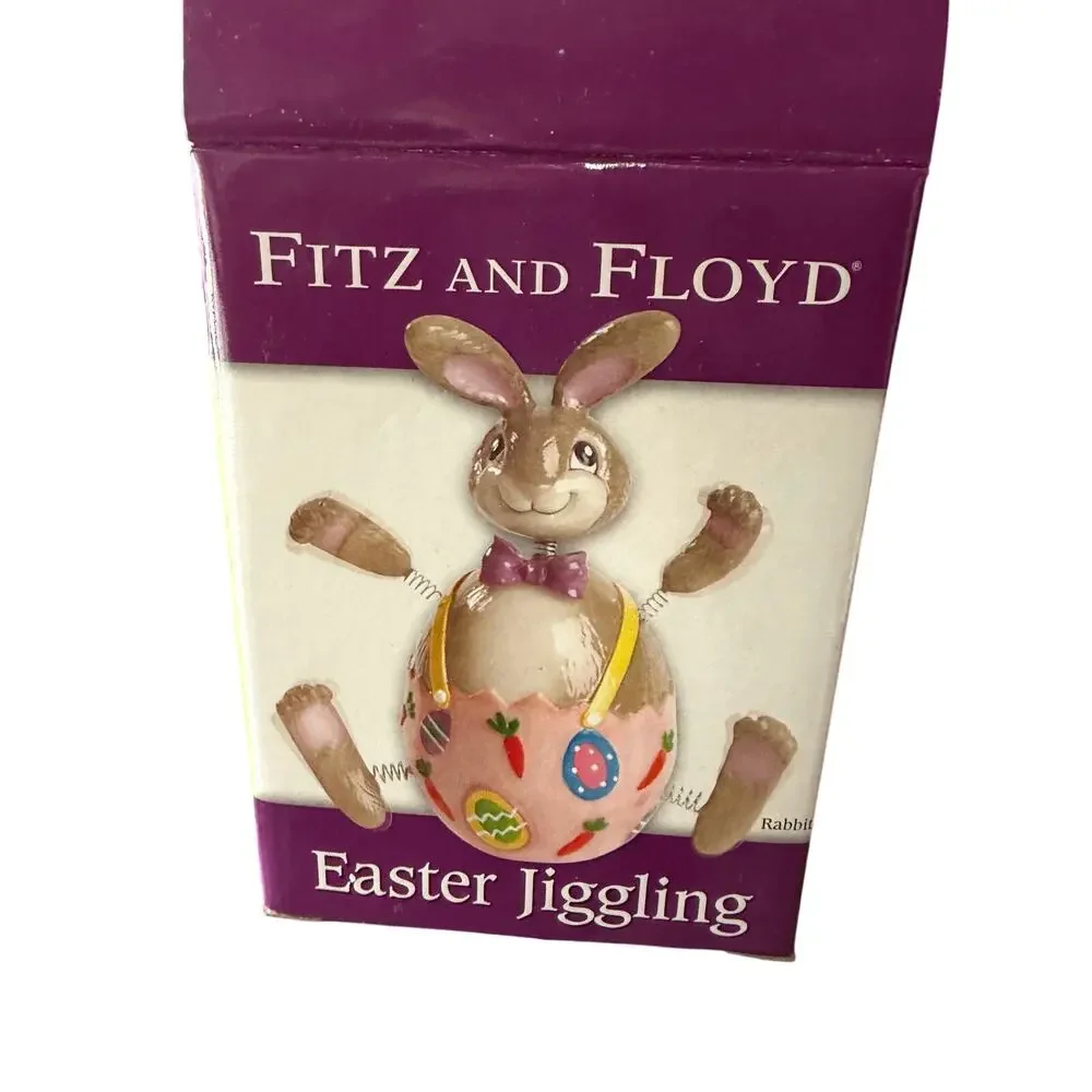 Fitz and Floyd Easter Jiggling Rabbit Spring Decor w/ Box‎